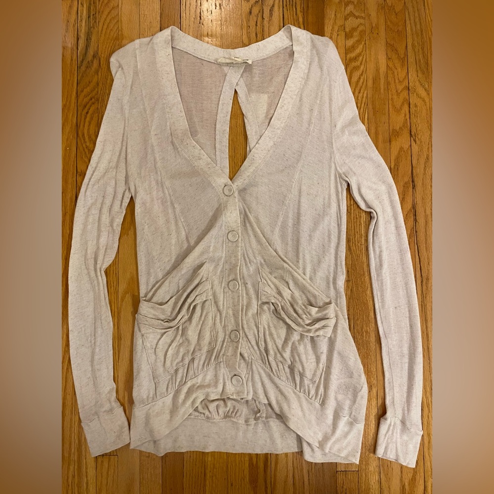 PILCRO and the LETTERPRESS Anthropologie Linen Cardigan Openback Size S